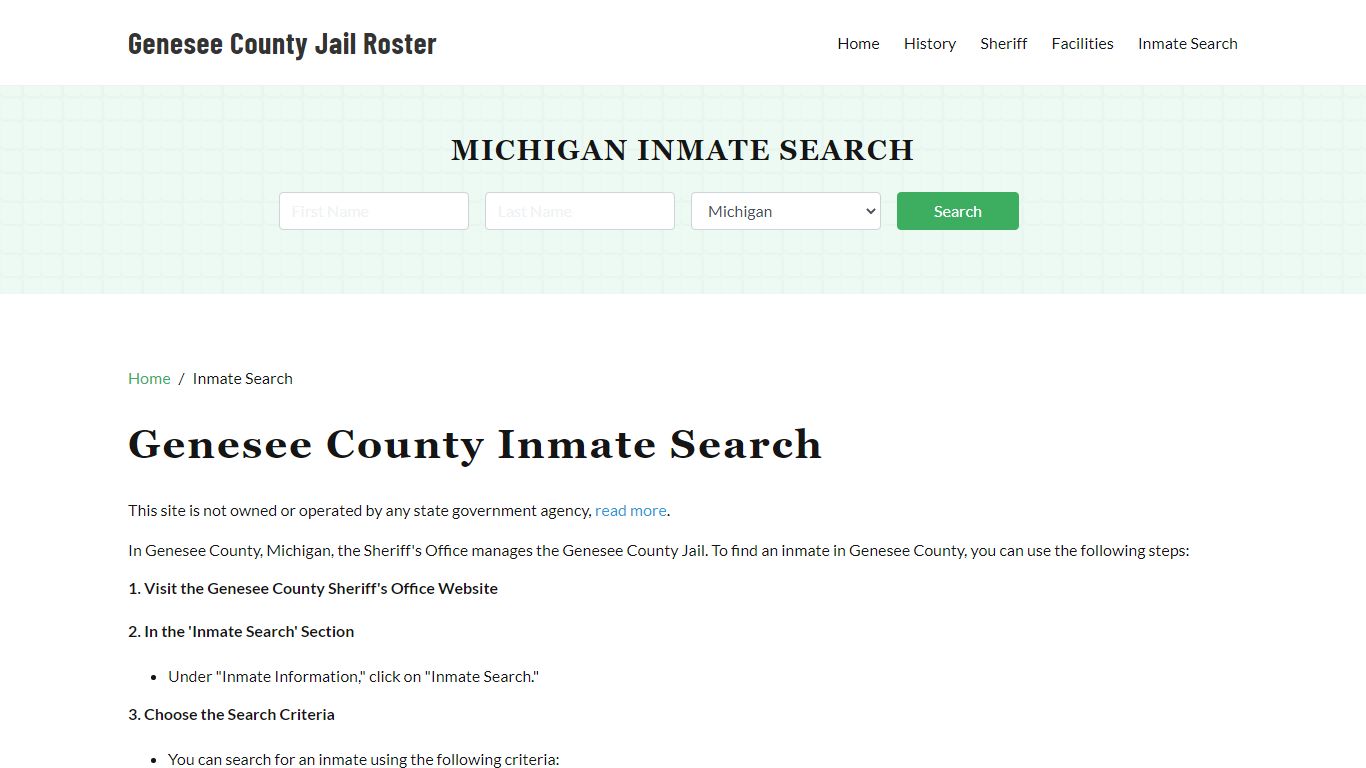 Genesee County, MI Detainee Lookup